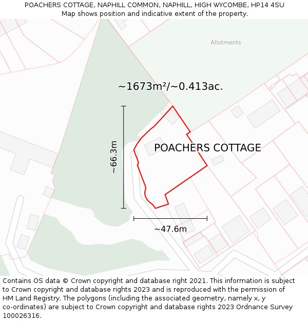 POACHERS COTTAGE, NAPHILL COMMON, NAPHILL, HIGH WYCOMBE, HP14 4SU: Plot and title map