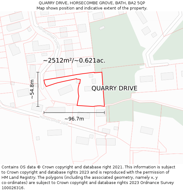 QUARRY DRIVE, HORSECOMBE GROVE, BATH, BA2 5QP: Plot and title map