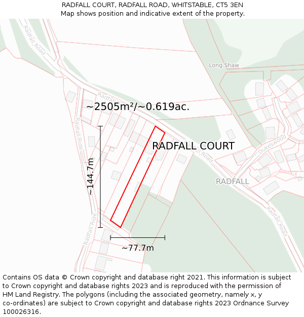 RADFALL COURT, RADFALL ROAD, WHITSTABLE, CT5 3EN: Plot and title map