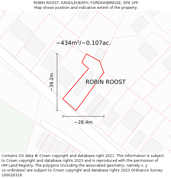 ROBIN ROOST, SANDLEHEATH, FORDINGBRIDGE, SP6 1PP: Plot and title map