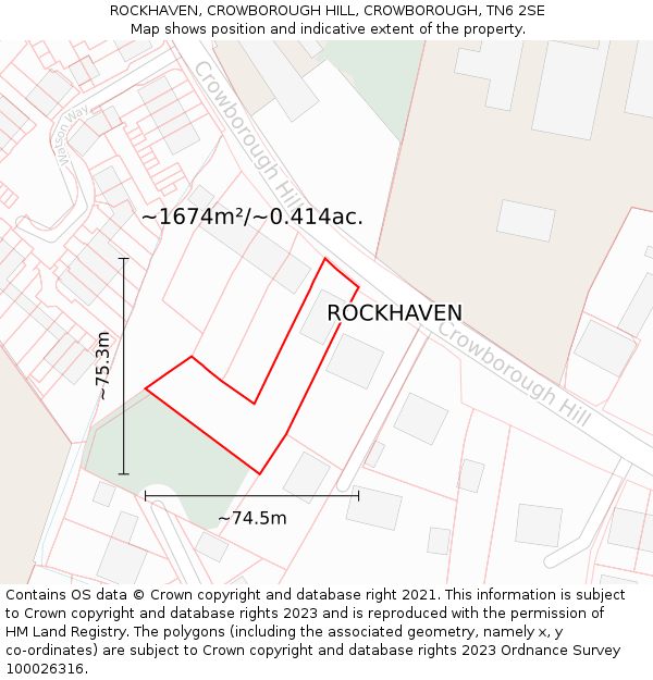 ROCKHAVEN, CROWBOROUGH HILL, CROWBOROUGH, TN6 2SE: Plot and title map