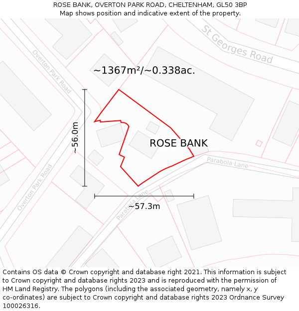 ROSE BANK, OVERTON PARK ROAD, CHELTENHAM, GL50 3BP: Plot and title map