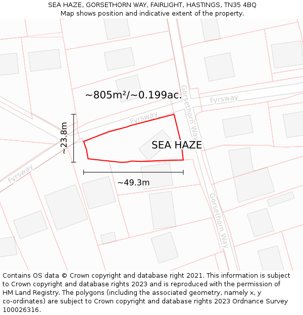 SEA HAZE, GORSETHORN WAY, FAIRLIGHT, HASTINGS, TN35 4BQ: Plot and title map