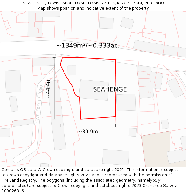 SEAHENGE, TOWN FARM CLOSE, BRANCASTER, KING'S LYNN, PE31 8BQ: Plot and title map