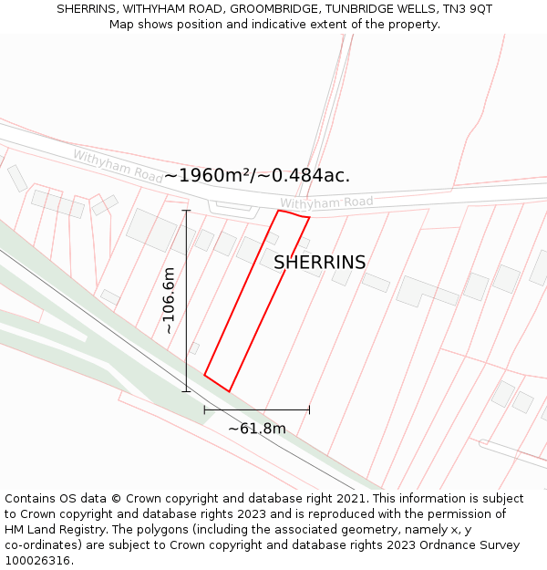 SHERRINS, WITHYHAM ROAD, GROOMBRIDGE, TUNBRIDGE WELLS, TN3 9QT: Plot and title map