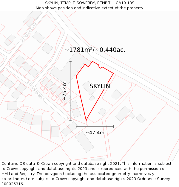 SKYLIN, TEMPLE SOWERBY, PENRITH, CA10 1RS: Plot and title map