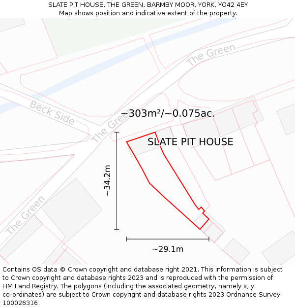 SLATE PIT HOUSE, THE GREEN, BARMBY MOOR, YORK, YO42 4EY: Plot and title map