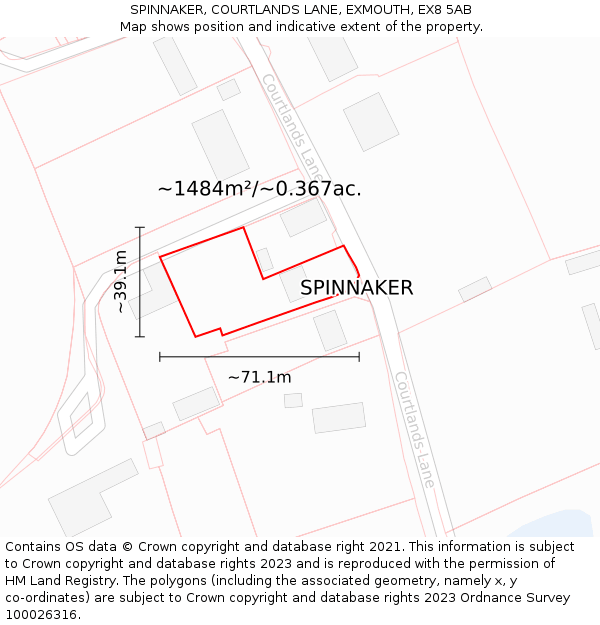 SPINNAKER, COURTLANDS LANE, EXMOUTH, EX8 5AB: Plot and title map