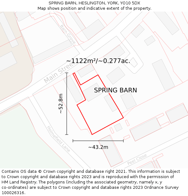 SPRING BARN, HESLINGTON, YORK, YO10 5DX: Plot and title map