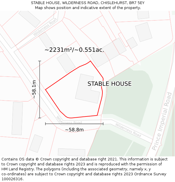 STABLE HOUSE, WILDERNESS ROAD, CHISLEHURST, BR7 5EY: Plot and title map