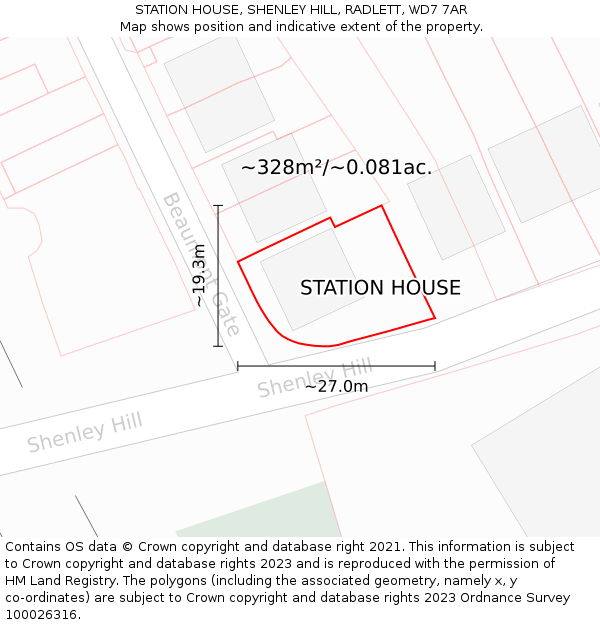 STATION HOUSE, SHENLEY HILL, RADLETT, WD7 7AR: Plot and title map