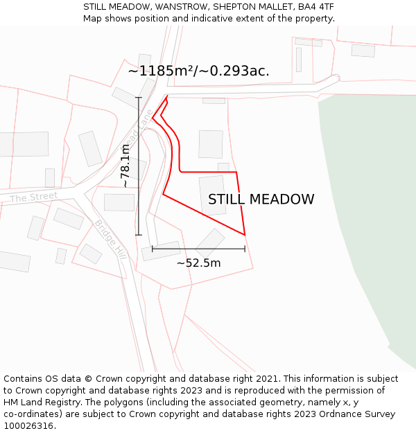 STILL MEADOW, WANSTROW, SHEPTON MALLET, BA4 4TF: Plot and title map