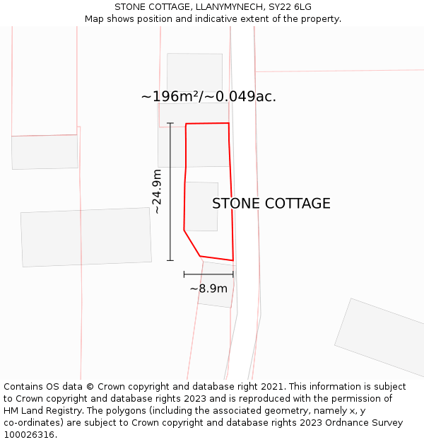 STONE COTTAGE, LLANYMYNECH, SY22 6LG: Plot and title map