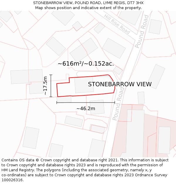 STONEBARROW VIEW, POUND ROAD, LYME REGIS, DT7 3HX: Plot and title map