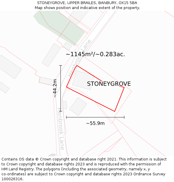 STONEYGROVE, UPPER BRAILES, BANBURY, OX15 5BA: Plot and title map