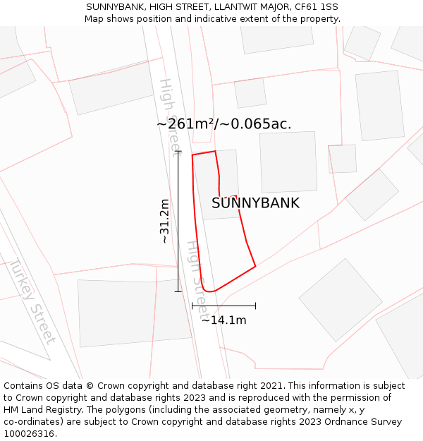 SUNNYBANK, HIGH STREET, LLANTWIT MAJOR, CF61 1SS: Plot and title map