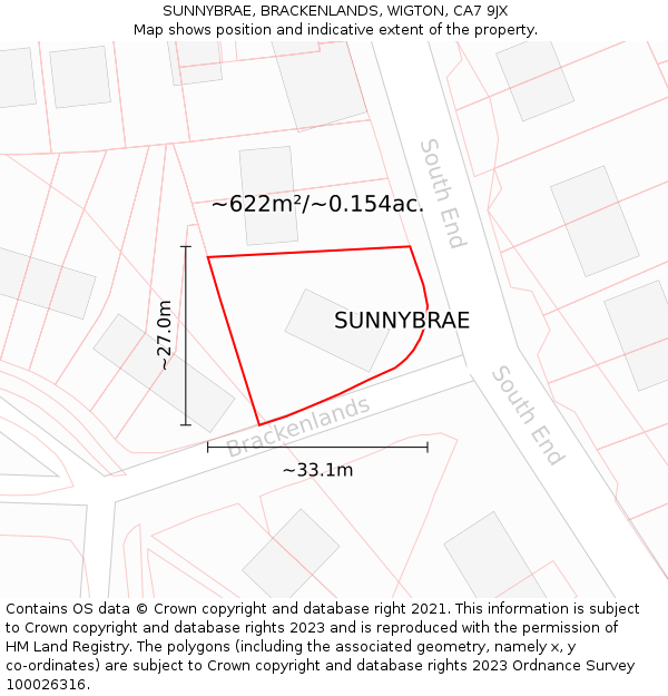 SUNNYBRAE, BRACKENLANDS, WIGTON, CA7 9JX: Plot and title map