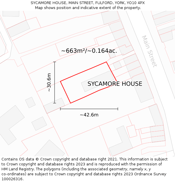 SYCAMORE HOUSE, MAIN STREET, FULFORD, YORK, YO10 4PX: Plot and title map