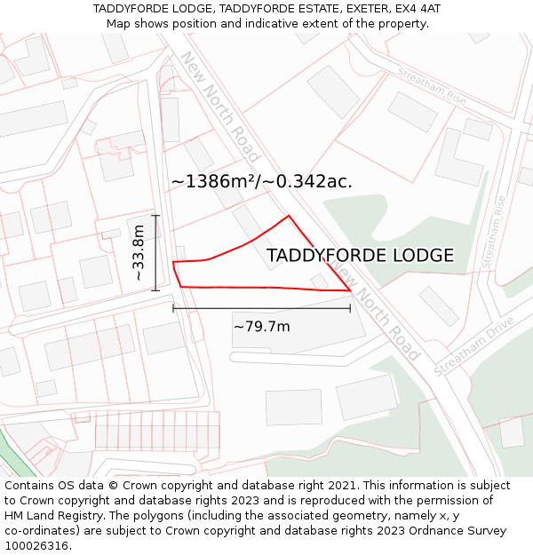 TADDYFORDE LODGE, TADDYFORDE ESTATE, EXETER, EX4 4AT: Plot and title map