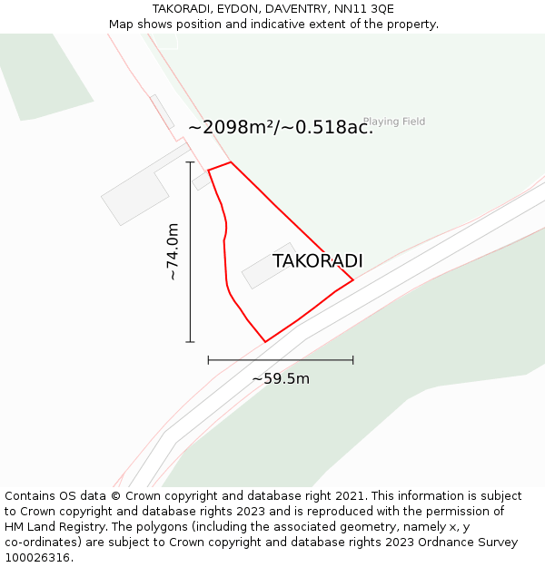 TAKORADI, EYDON, DAVENTRY, NN11 3QE: Plot and title map