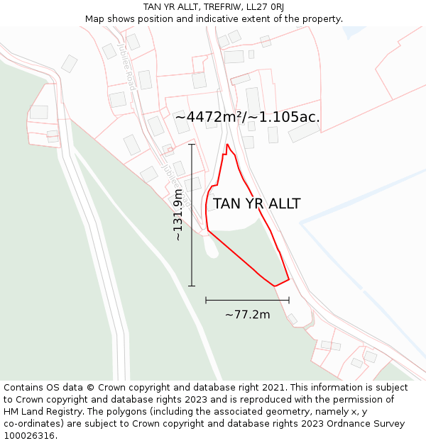 TAN YR ALLT, TREFRIW, LL27 0RJ: Plot and title map