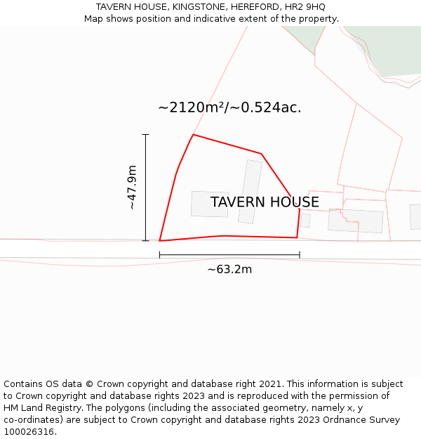 TAVERN HOUSE, KINGSTONE, HEREFORD, HR2 9HQ: Plot and title map