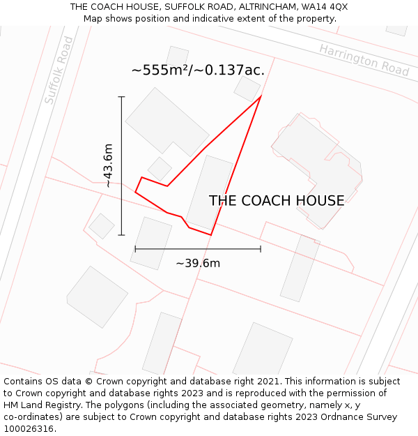 THE COACH HOUSE, SUFFOLK ROAD, ALTRINCHAM, WA14 4QX: Plot and title map