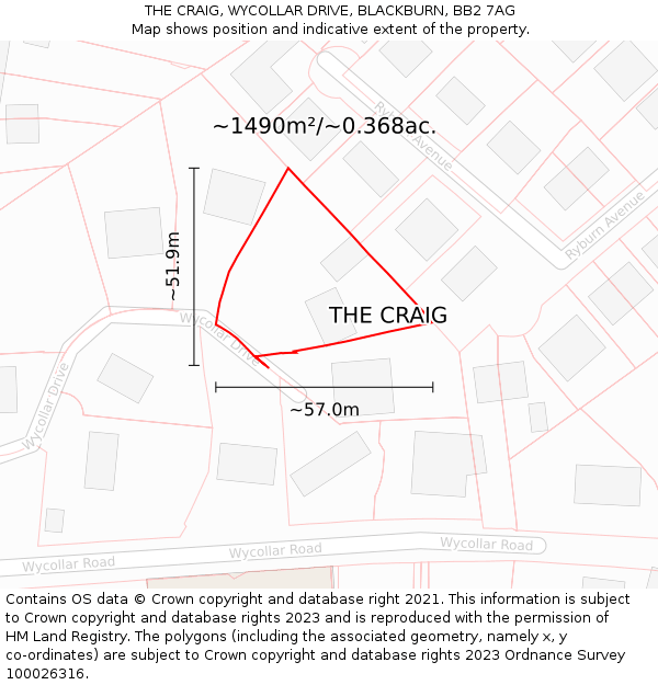 THE CRAIG, WYCOLLAR DRIVE, BLACKBURN, BB2 7AG: Plot and title map