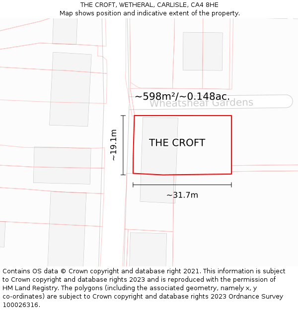 THE CROFT, WETHERAL, CARLISLE, CA4 8HE: Plot and title map