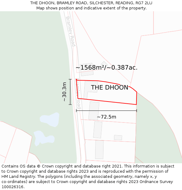 THE DHOON, BRAMLEY ROAD, SILCHESTER, READING, RG7 2LU: Plot and title map