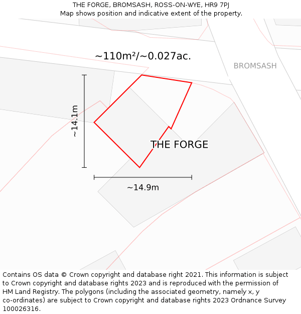 THE FORGE, BROMSASH, ROSS-ON-WYE, HR9 7PJ: Plot and title map