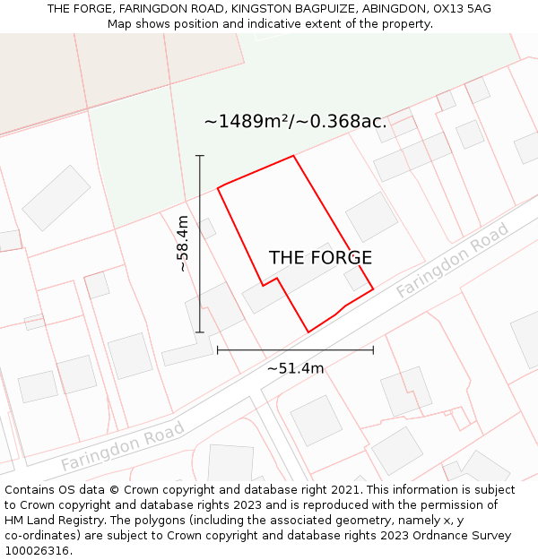 THE FORGE, FARINGDON ROAD, KINGSTON BAGPUIZE, ABINGDON, OX13 5AG: Plot and title map