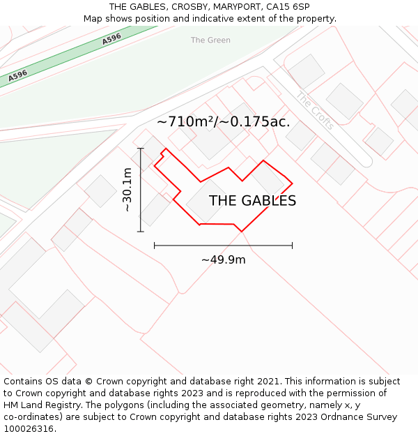 THE GABLES, CROSBY, MARYPORT, CA15 6SP: Plot and title map