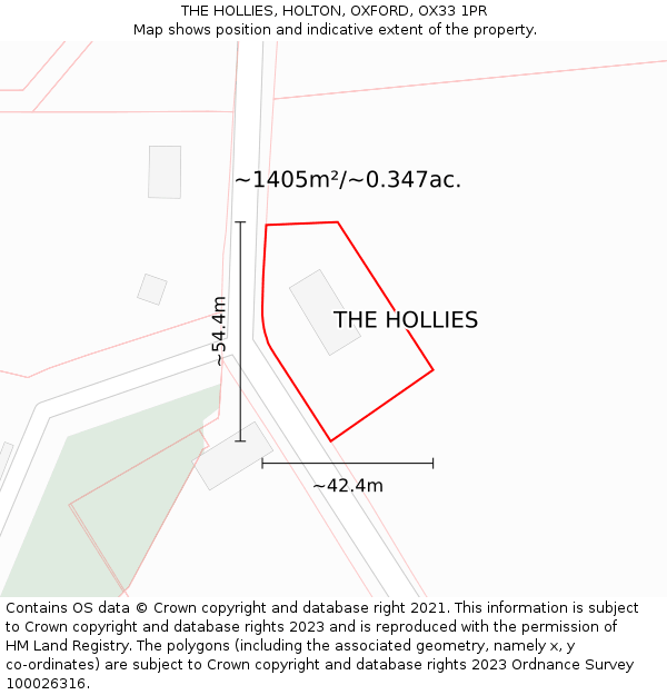 THE HOLLIES, HOLTON, OXFORD, OX33 1PR: Plot and title map