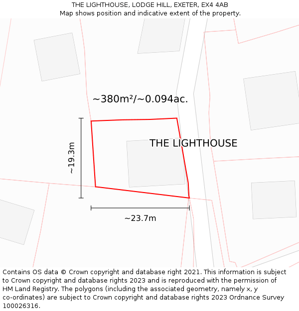 THE LIGHTHOUSE, LODGE HILL, EXETER, EX4 4AB: Plot and title map