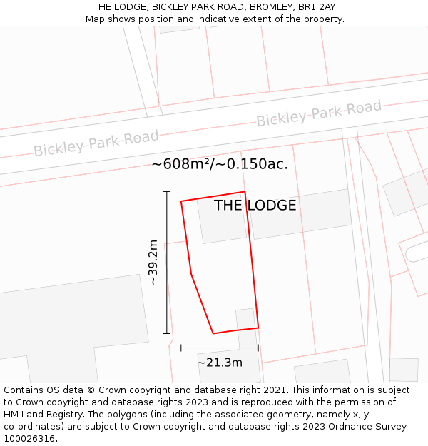 THE LODGE, BICKLEY PARK ROAD, BROMLEY, BR1 2AY: Plot and title map