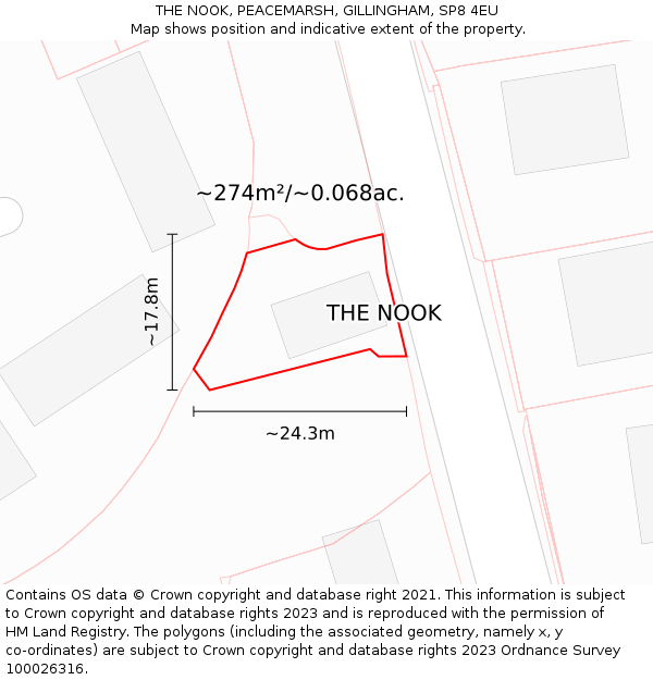 THE NOOK, PEACEMARSH, GILLINGHAM, SP8 4EU: Plot and title map