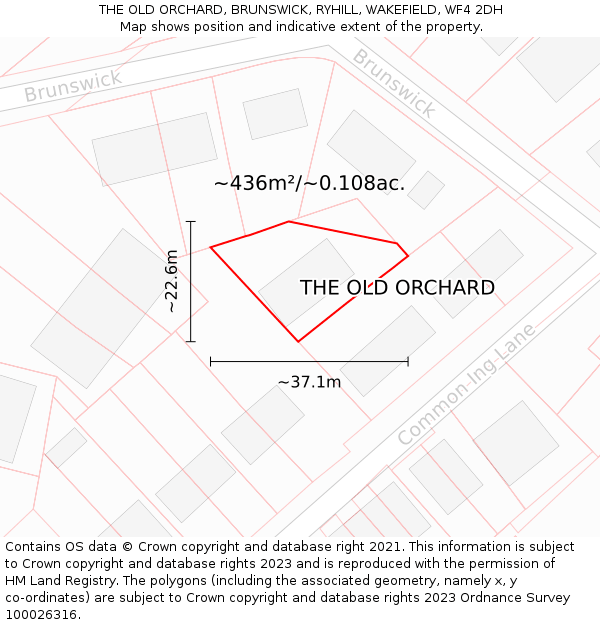 THE OLD ORCHARD, BRUNSWICK, RYHILL, WAKEFIELD, WF4 2DH: Plot and title map