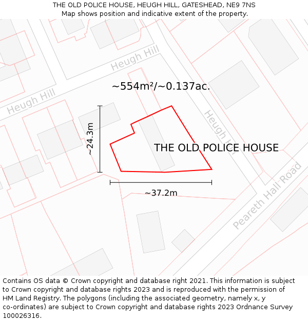 THE OLD POLICE HOUSE, HEUGH HILL, GATESHEAD, NE9 7NS: Plot and title map