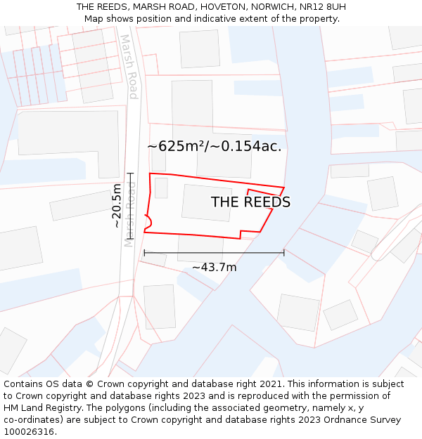 THE REEDS, MARSH ROAD, HOVETON, NORWICH, NR12 8UH: Plot and title map