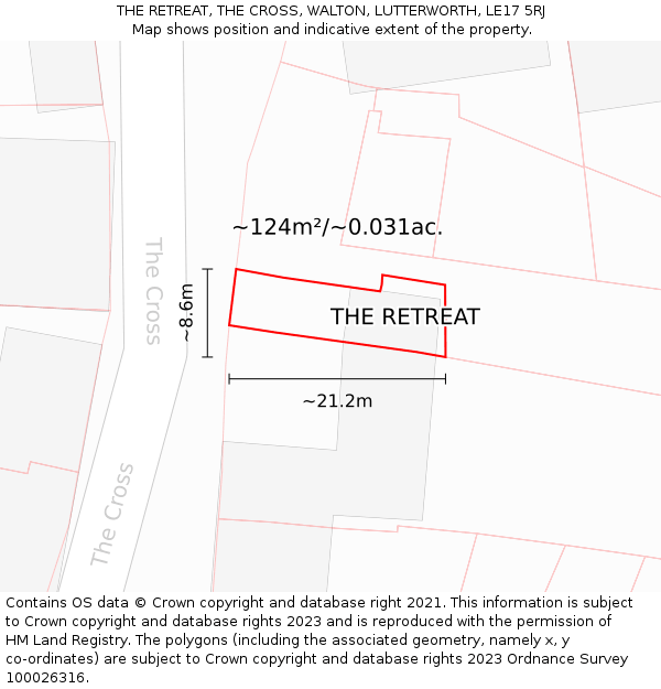 THE RETREAT, THE CROSS, WALTON, LUTTERWORTH, LE17 5RJ: Plot and title map