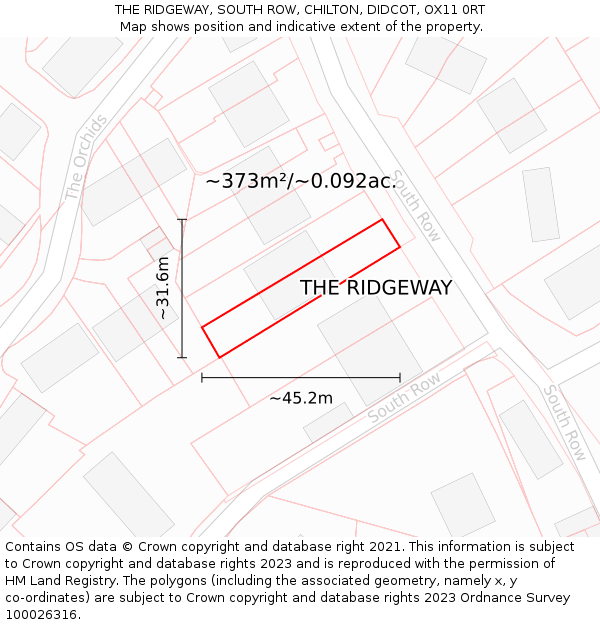 THE RIDGEWAY, SOUTH ROW, CHILTON, DIDCOT, OX11 0RT: Plot and title map