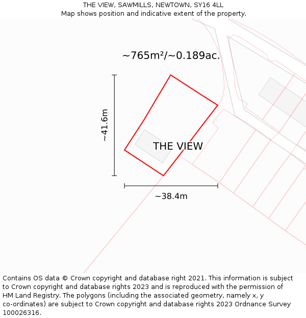 THE VIEW, SAWMILLS, NEWTOWN, SY16 4LL: Plot and title map