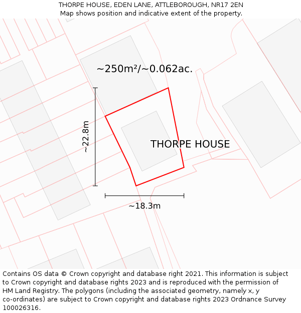 THORPE HOUSE, EDEN LANE, ATTLEBOROUGH, NR17 2EN: Plot and title map