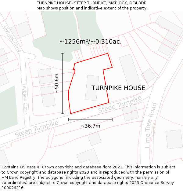 TURNPIKE HOUSE, STEEP TURNPIKE, MATLOCK, DE4 3DP: Plot and title map