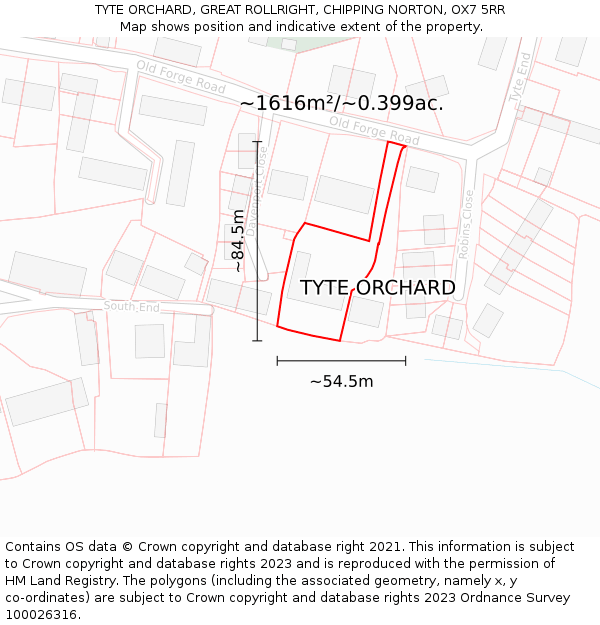 TYTE ORCHARD, GREAT ROLLRIGHT, CHIPPING NORTON, OX7 5RR: Plot and title map