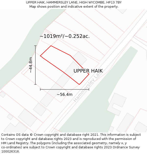 UPPER HAIK, HAMMERSLEY LANE, HIGH WYCOMBE, HP13 7BY: Plot and title map