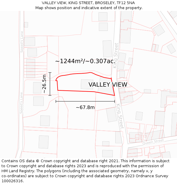 VALLEY VIEW, KING STREET, BROSELEY, TF12 5NA: Plot and title map