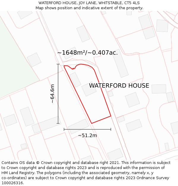 WATERFORD HOUSE, JOY LANE, WHITSTABLE, CT5 4LS: Plot and title map