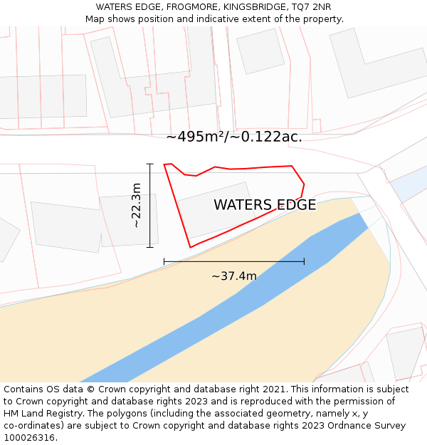 WATERS EDGE, FROGMORE, KINGSBRIDGE, TQ7 2NR: Plot and title map